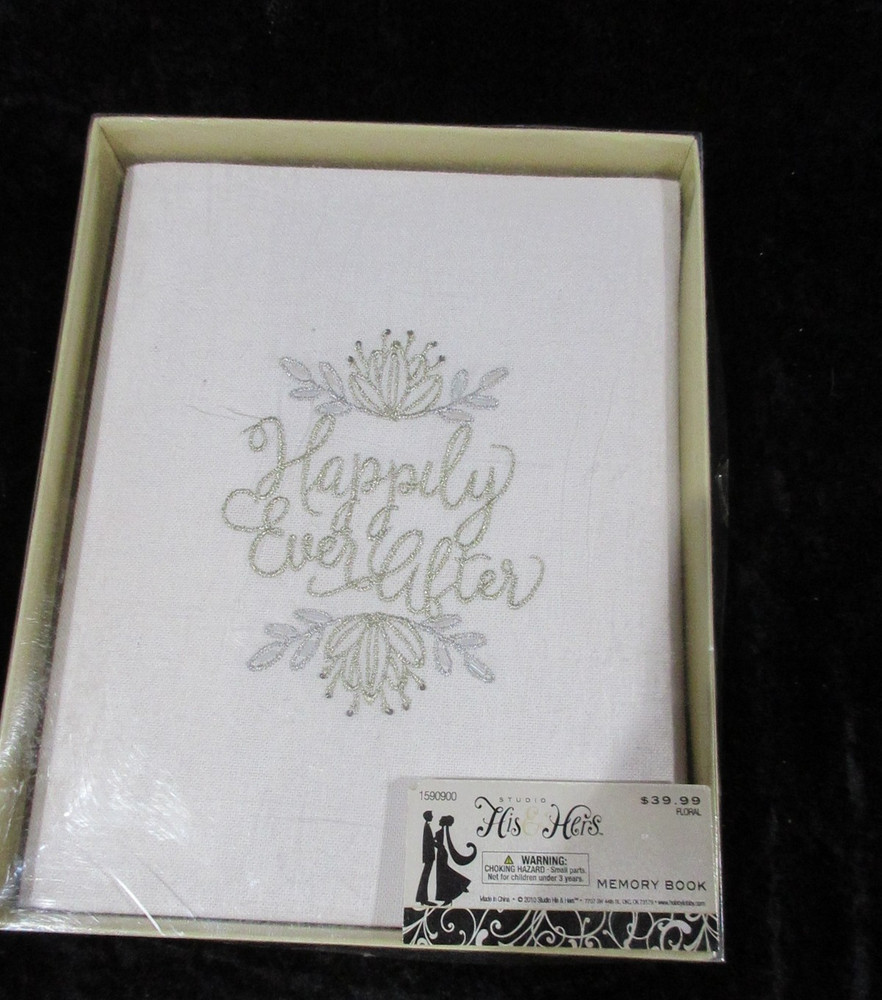 New His &Hers Memory Book Happily Ever After Wedding White Embroidered 2010