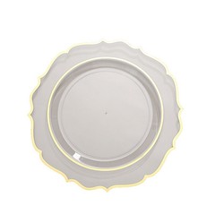 10.5″ Clear Round Dinner Plates With Gold Scalloped Rim Wedding Tableware