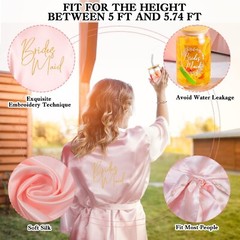 Irenare 8 Pcs Bridesmaid Proposal Gifts Set Robes Makeup Bag Cup Cards Hair T…
