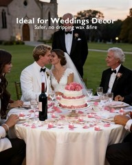 2000 Pieces Pink Artificial Rose Petals with 24 Pink Heart LED Tea Lights, Ro…
