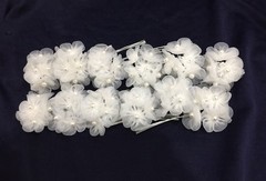 72 Flower.Bridal Organza Flowers White.6 Flower per Bunch X 12 / bag