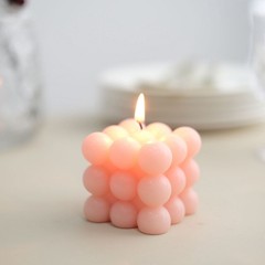 2 BLUSH Bubble Cube Unscented Paraffin Wax CANDLES Wedding Centerpieces Events