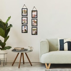 QUTREY 5×7 Collage Picture Frames Black, 6 Openings Vertical Hanging Photo Fr…