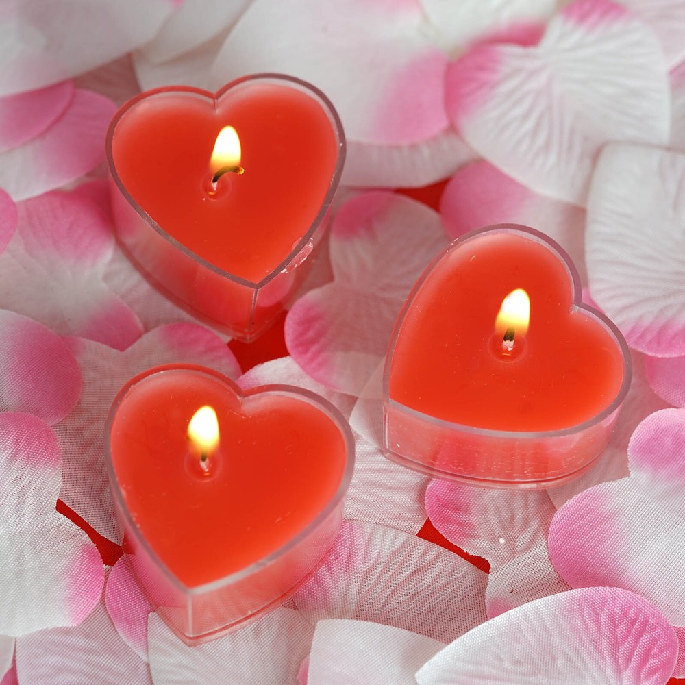 12 pcs 2″ Red Heart Votive Tealight Candles Wedding Party Centerpieces Supplies