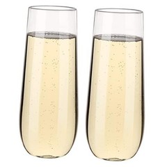 2PCS 100% Tritan Plastic Champagne Flutes,12 Oz stemless 2 Packs Tritan