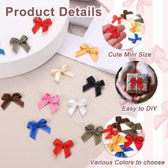 Mini Metallic Gold Edge Ribbon Bow, 22x23mm Bow (Pack of 50, Red)