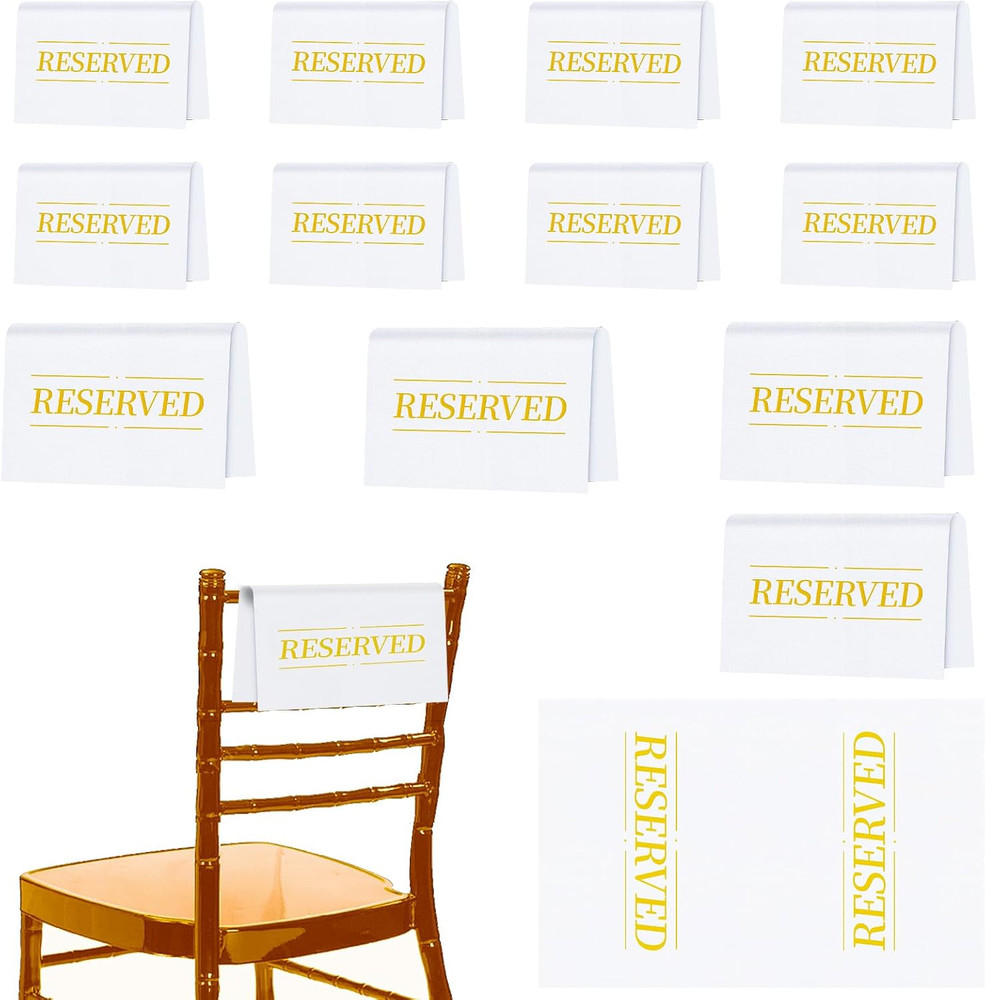 12 Pcs Reserved Seating Signs Reserved Chair Sign Printed Placeholder