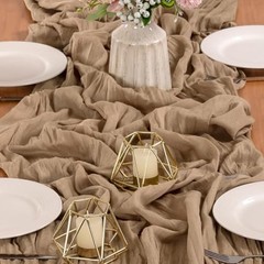 Boho Cheesecloth Table Runner Tan Cheese Cloth Table Runner 160 inch Gauze