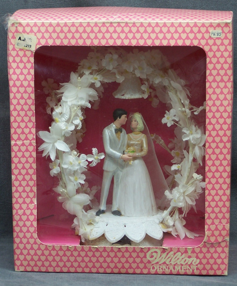 1950’s Wilton Wedding Cake Topper Floral Arch & Bell Blonde Bride 1801-1145