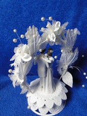 New Wilton Orchid Cascade Wedding Cake Top, white tux # 117-7333
