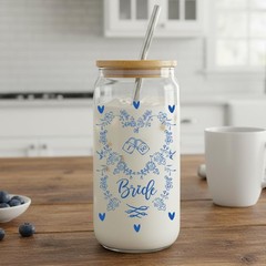 Something Blue Bride to be Gifts Glass Tumbler for 16 Ounces, Transparent