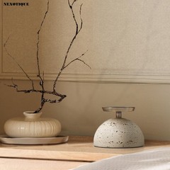 Marble Pillar Candle Holder, Travertine Candle Holder Centerpiece for Cozy Ho…