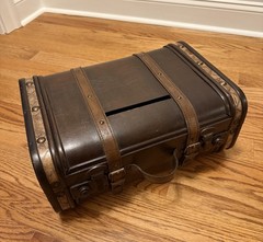Unique Wooden Vintage Style Locking Suitcase for Wedding Reception Gift Cards