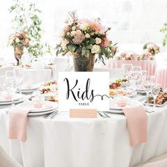 Wedding Party Signs, Formal Black and White Print, 8.5×11-inch, Kids Table Sign,