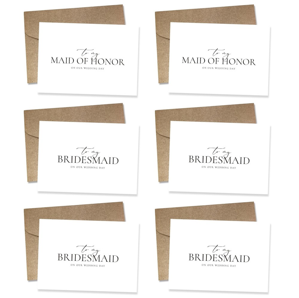 6 Pieces Bridesmaid Cards with Envelopes, 4 Pieces To My Bridesmaid On Our We…