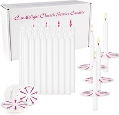 50 Pieces 5-Inch White Unscented Taper Candles with Drip Protectors 50,
