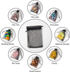 100PCS Black Organza Bags 4×6 for Elegant Gifts – Versatile Drawstring Pouches