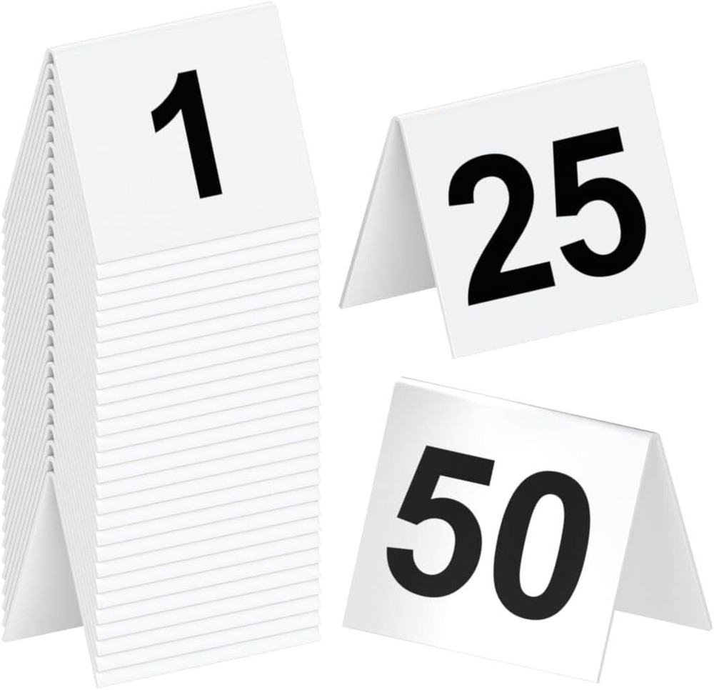 1-50 Double Sided Acrylic Table Numbers for Restaurant Wedding Party Banquets