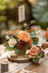 Ling’s Moment Terracotta Artificial Flowers with Vase Table Decorations Weddi…