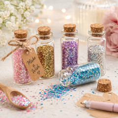 Mini Glass Bottles 10ml Cork Vials Wedding Favors w/ Tags String 100pc Bulk Wish