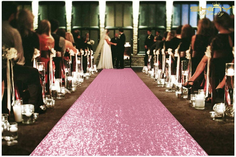 Sequin Aisle Runners 2ft X 15ft Pink Gold Carpet Runner For Party Glitter Runner