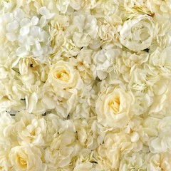 13 sq ft Champagne White Assorted Silk Flowers Wall Backdrop Panels Wedding SALE