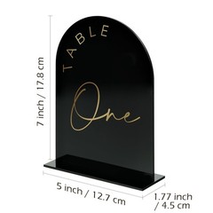 10 PCS 5×7 Inch Black Arch Wedding Table Numbers 1-10 with Stands Gold Font