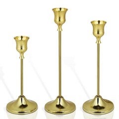 3PCS Candlestick Holders, Brass Gold Taper Candle Holders, Metal Vintage