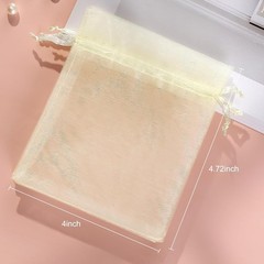 Versatile 100 Organza Bags in Pastel Yellow – Sleek Satin Drawstring Design