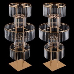 Gold+Clear 2PCS Flower Stand, Crystal Flower Stand, 5-tier Crystal Flower Stand