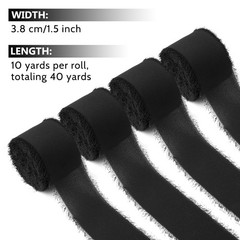 Black Chiffon Ribbon – 1-1/2 Inch x 40 Yds Boho Frayed Fringe Chiffon Silk fo…