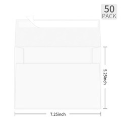 5×7 Envelopes For Invitation,A7 Envelope white,50 pack card A7, White