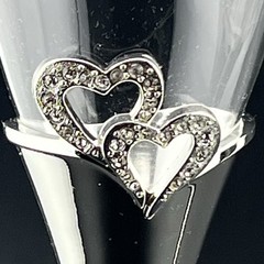 Set of 2 LENOX Creative Heart Shape Champagne Flutes With Rhinestone Hearts