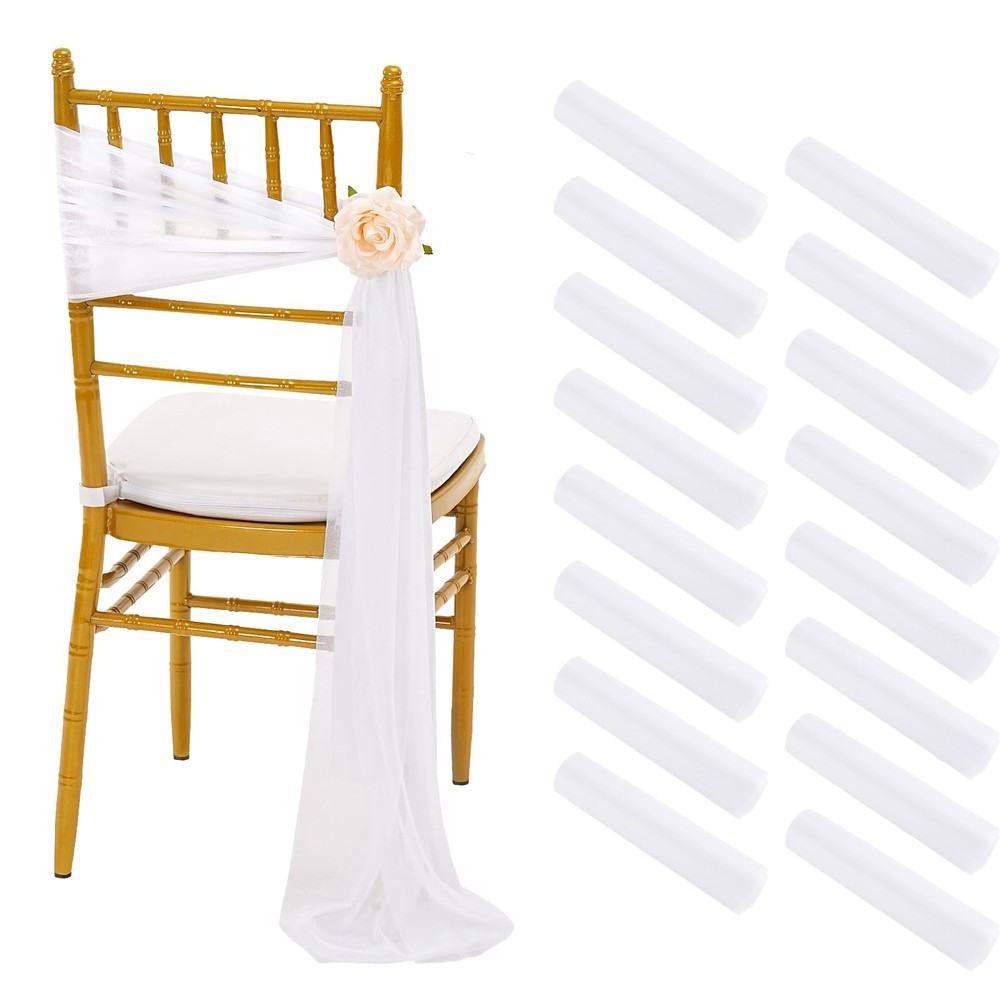 Fanqisi White Chair Sashes 16 Packs 8ft Long Aisle Wedding 16Pcs,