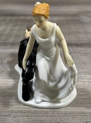 Escaping Groom Cake Topper Funny Bride Having The Upper Hand Porcelain Wedding