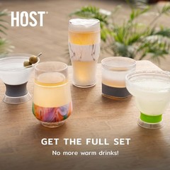 Host Champagne Freeze Stemless Chilling Wine 2 Count (Pack of 1), Marble