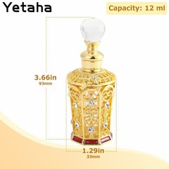 Yetaha Vintage Refillable Empty Perfume Bottles, Jeweled 0.4 Ounces, Golden