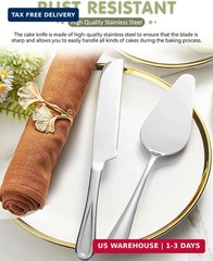 2-Piece Premium Cake Cutting Set, Exquisite Knife and Server with Serrated Desig