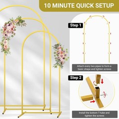 3 X Metal Arch Backdrop Background Stand for Wedding Birthday Decor 7.2/6.6/6 FT