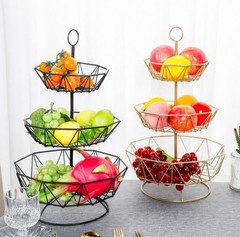 Snadulor 3 Tier 13″ Cake Stand Fruit Heavy Plate Handle Fittings Round Black