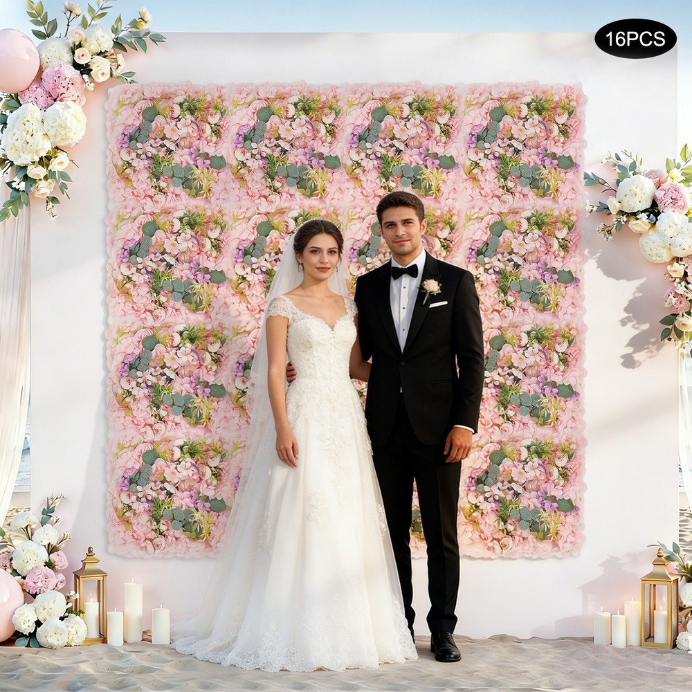 16* Flower Wall Panels, Artificial Flowers Wall Decoration For Party Decoration