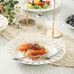 Fmbb 4 Pack 10 Dinner Serving Plates Lace Rim Bone Porcelain Round Tableware