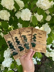 Wedding Invitation | Eucalyptus Wooden Wedding Invitation Set | Rustic Invites