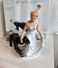 WeddingStar Escaping Groom Porcelain Wedding Cake Topper Bride Groom NEW in Box