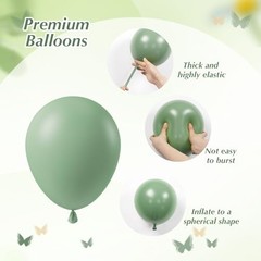 Sage green Balloons, 60pcs 12inch Sage green Sand White Green Sand White