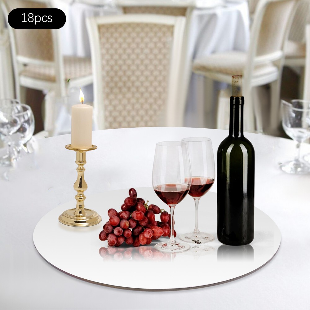 6″ 18Pcs Tabletop Round Trays Acrylic Plate Candle Plate Circle Mirror Wedding