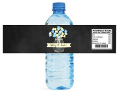 Chalkboard Mason Jar Flowers wedding anniversary Engagement Water Bottle Label