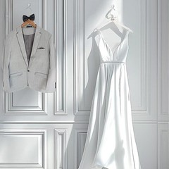 2 Pcs Bride Hanger for Wedding Dress Wooden Groom Suit and Gown Non-Slip Hang…