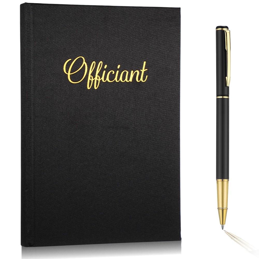 Engrowtic Black Wedding Officiant Book with Ink Pen 5.25 x 8.25