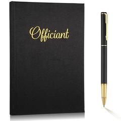 Engrowtic Black Wedding Officiant Book with Ink Pen 5.25 x 8.25